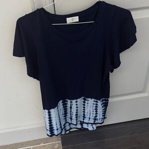Anthropologie- Tla brand Dark Blue Tie-Dye Short flutter Sleeve Tee-
